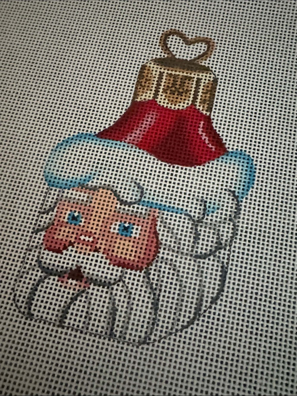 NEW CANVAS Holiday Santa Ornament Needlepoint Canvas - Red and White